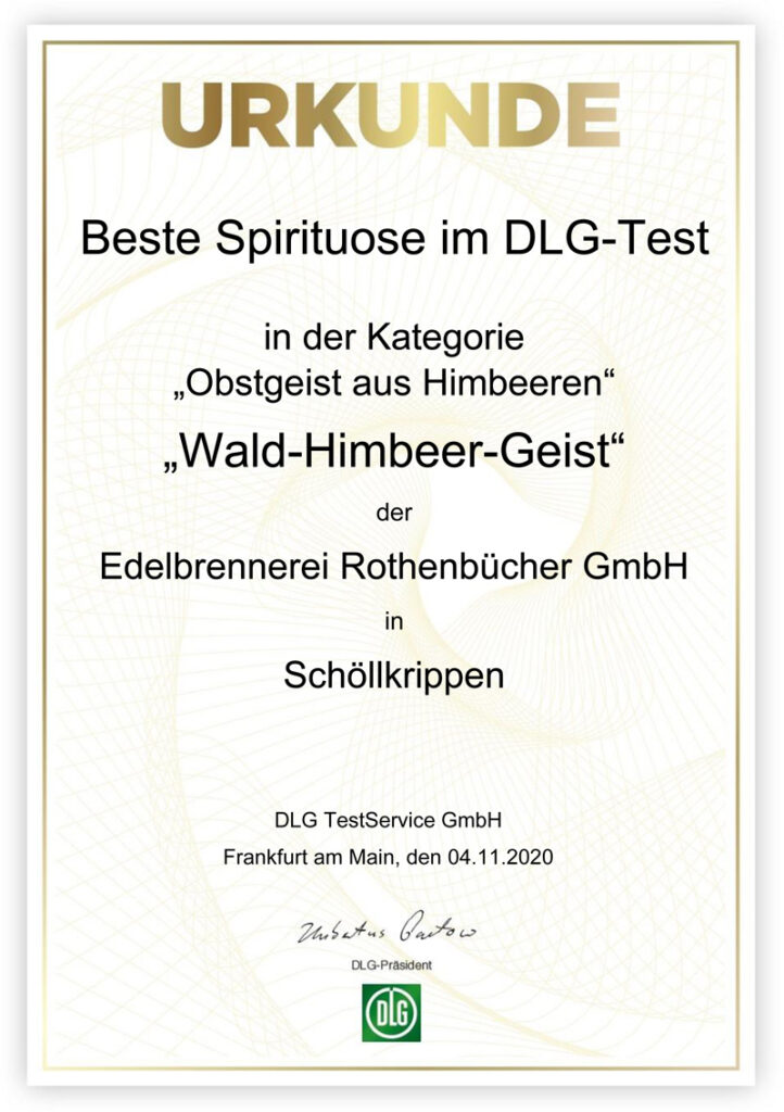 Urkunde Wald-Himbeer-Geist