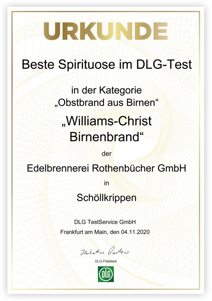 Urkunde Williams-Christ Birne